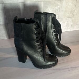 Steve Madden Black Lace-Up Ankle Boots